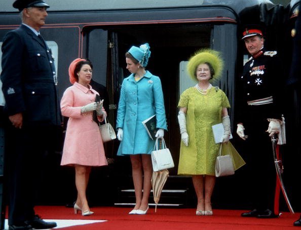 Princess Margaret, Queen Elizabeth II, and The Queen Mother at the investiture of Prince Charles, Prince of Wales on July 1, 1969 in Caernarvon, Wales | Photo: Getty Images