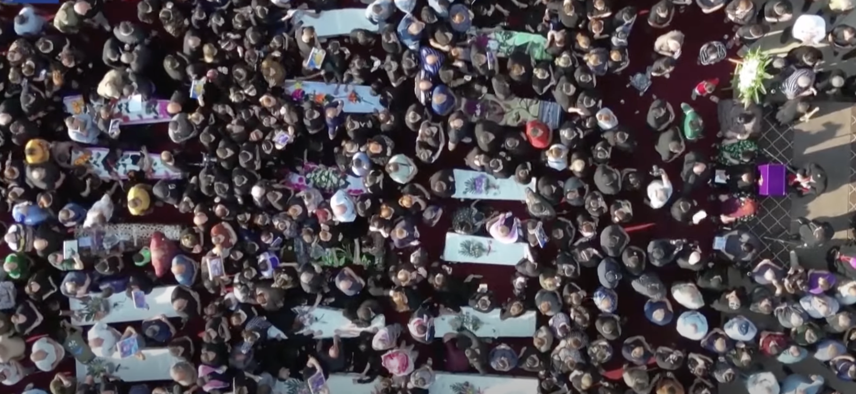 Drone footage of a mass funeral for the wedding guests | Source: youtube.com/@dailymail