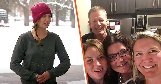 Alice Crawford surrounded by snow [left], Jill Rosenow with her daughter, Alice Crawford and her family [right] | Photo: youtube.com/9news   facebook.com/rosenow528