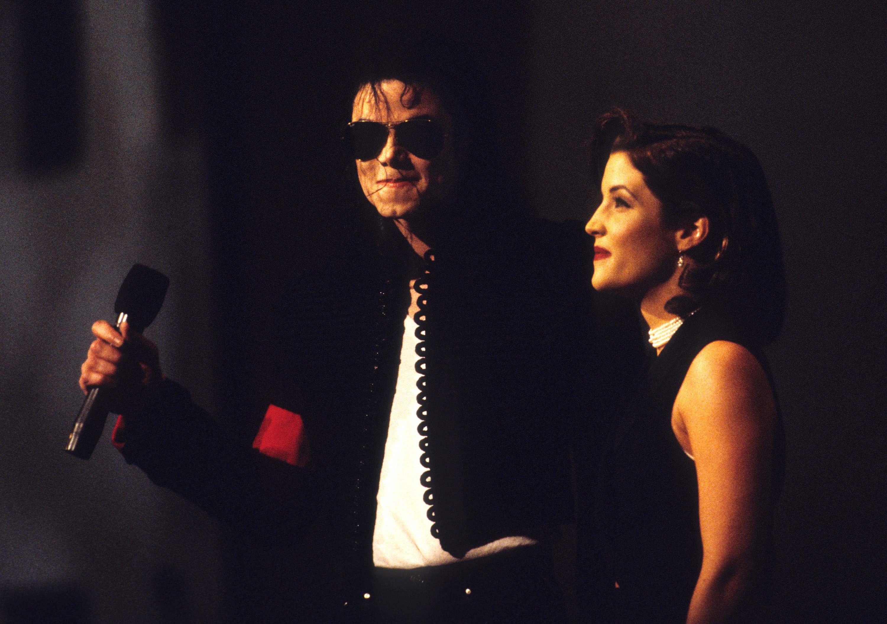 Michael Jackson is on stage with Lisa Marie Presley at Radio City Music Hall during the MTV Video Music Awards in New York City on September 8, 1994 | Source: Getty Images
