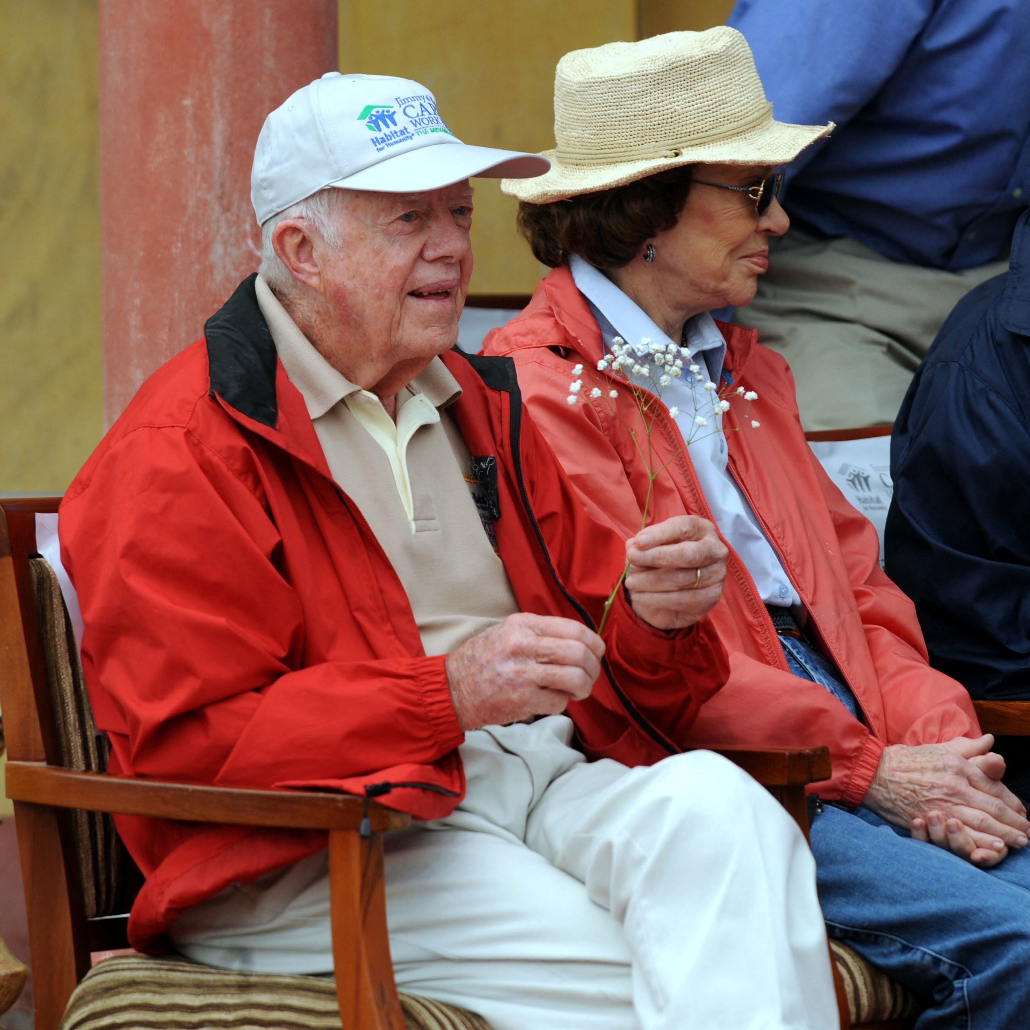 Jimmy and Rosalynn Carter during a welcoming ceremony for an event under the Habitat for Humanity campaign at Dong Xa village, in the northern province of Hai Duong on November 18, 2009. | Source: Getty Images