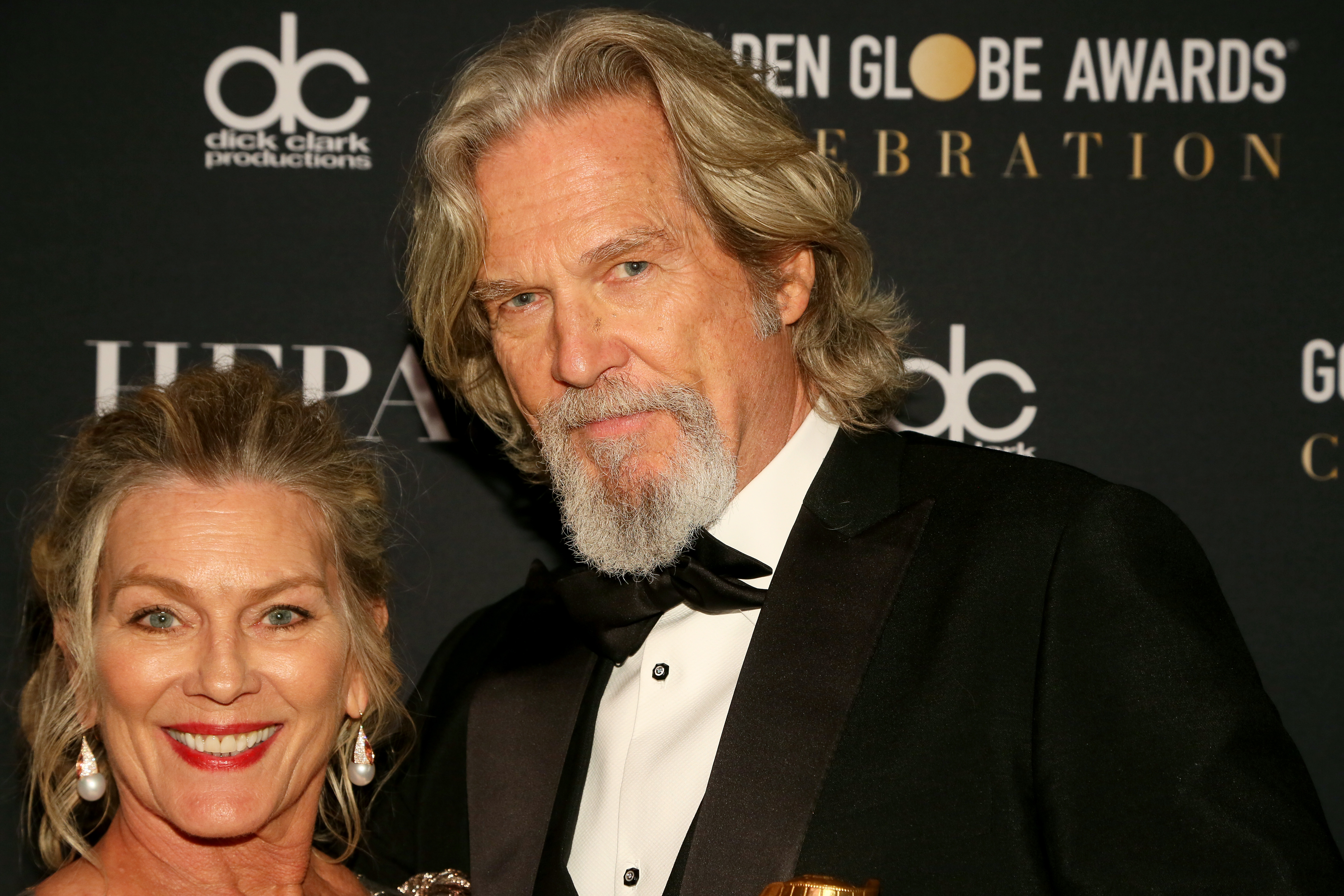 Susan Geston and Jeff Bridges the 76th Annual Golden Globe Awards on January 6, 2019, in Los Angeles, California.| Source: Getty Images