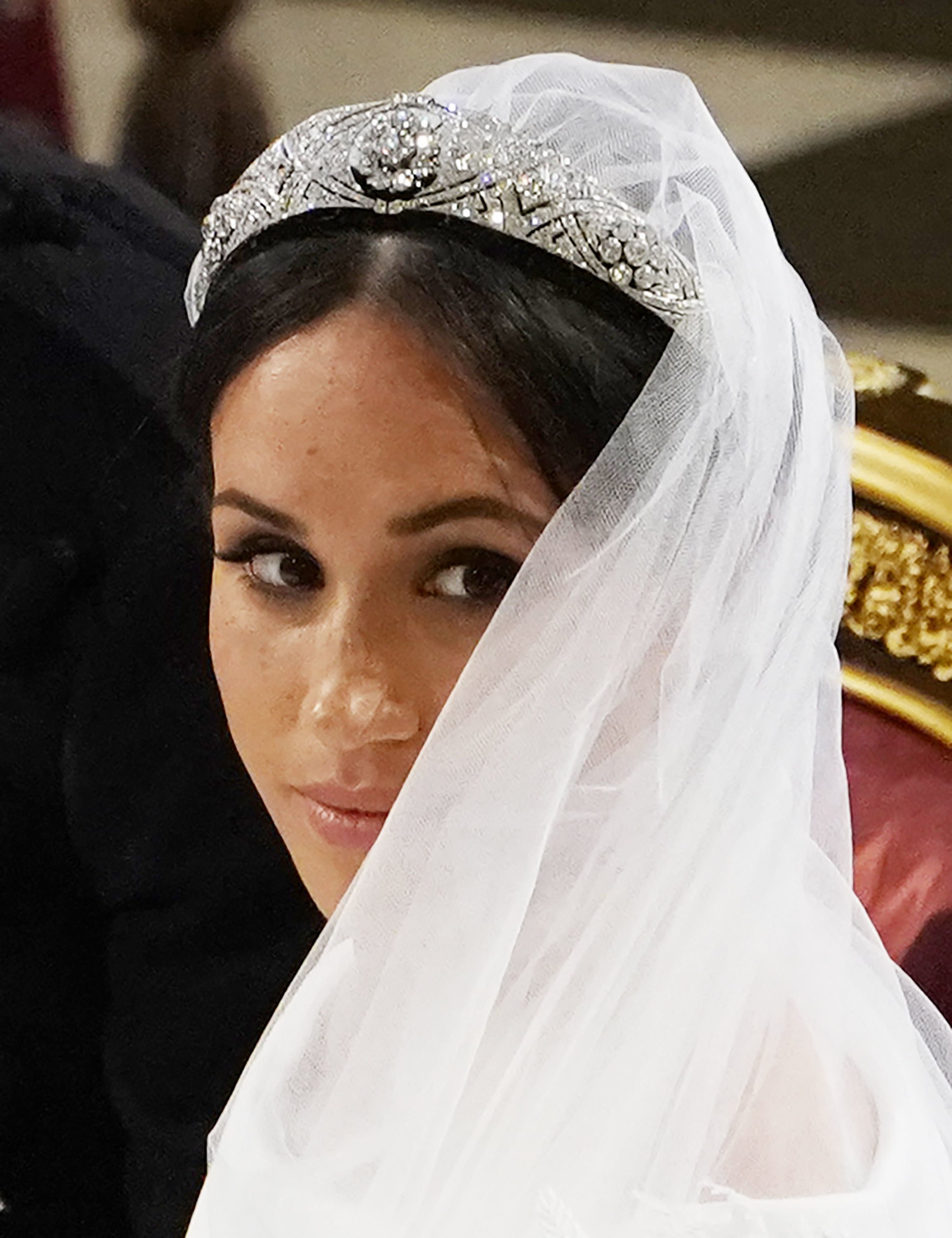 Meghan Markle at the altar at St George's Chapel on May 19, 2018, in Windsor, England | Source: Getty Images