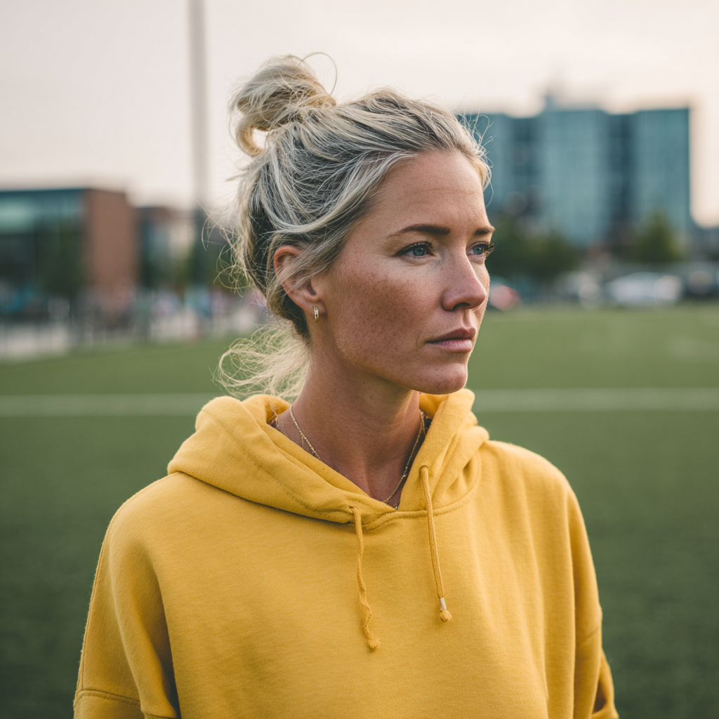 A concerned woman wearing a yellow hoodie | Source: Midjourney