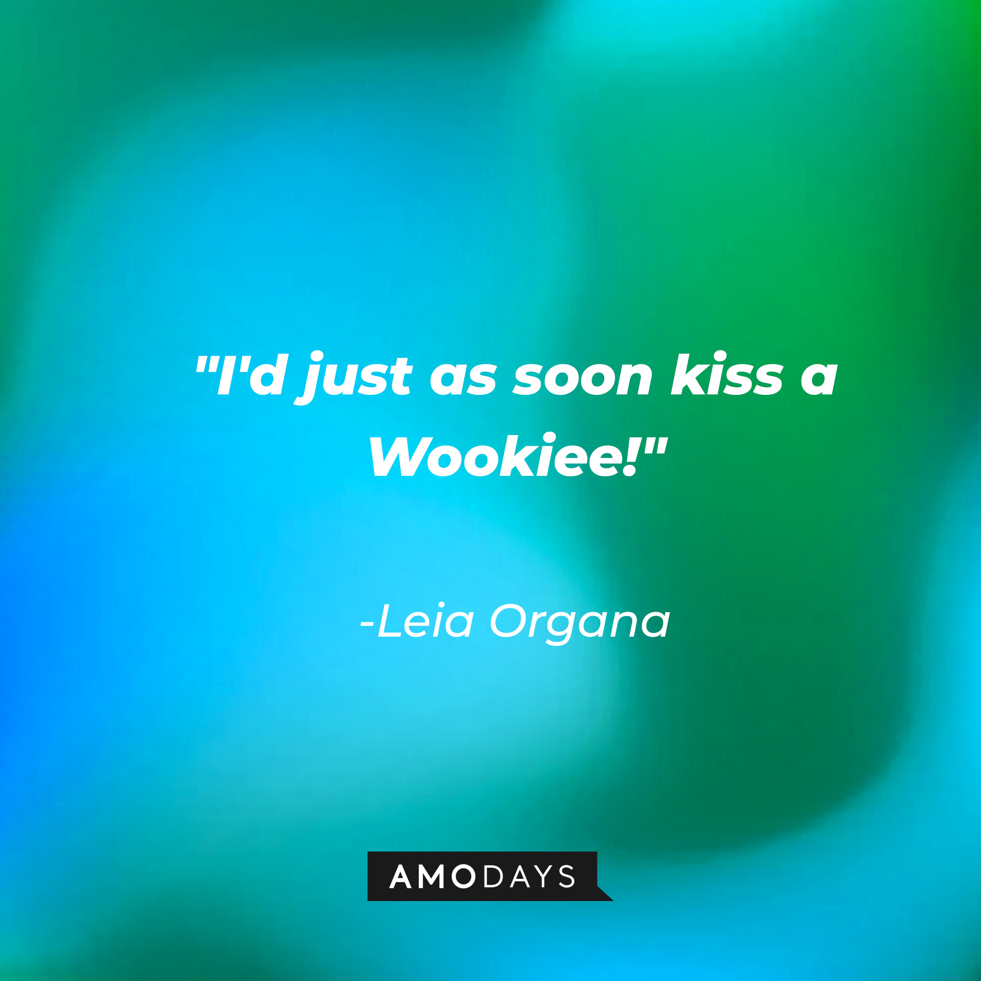 Leia Organa's quote: "I'd just as soon kiss a Wookiee!" | Source: AmoDays