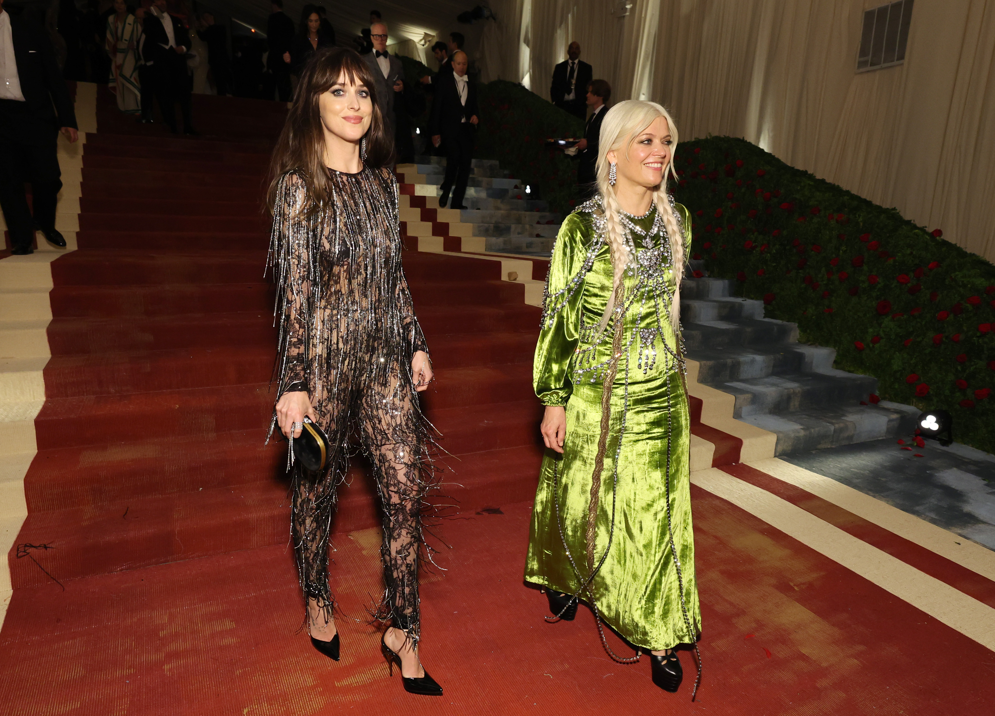 Dakota Johnson and Kate Young at the Met Gala Celebrating "In America: An Anthology of Fashion" in New York City on May 2, 2022 | Source: Getty Images