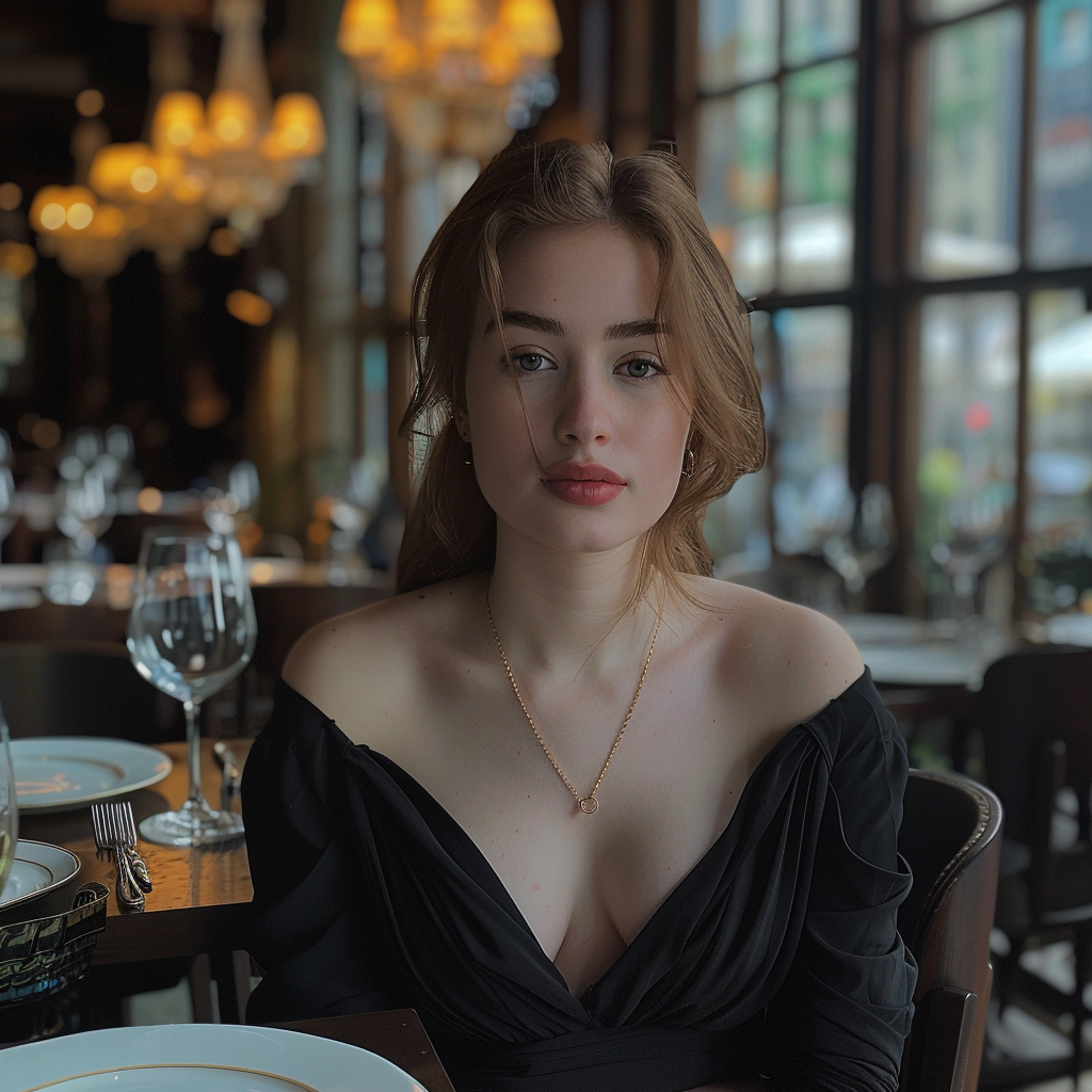 Beautiful woman at a restaurant | Source: Midjourney