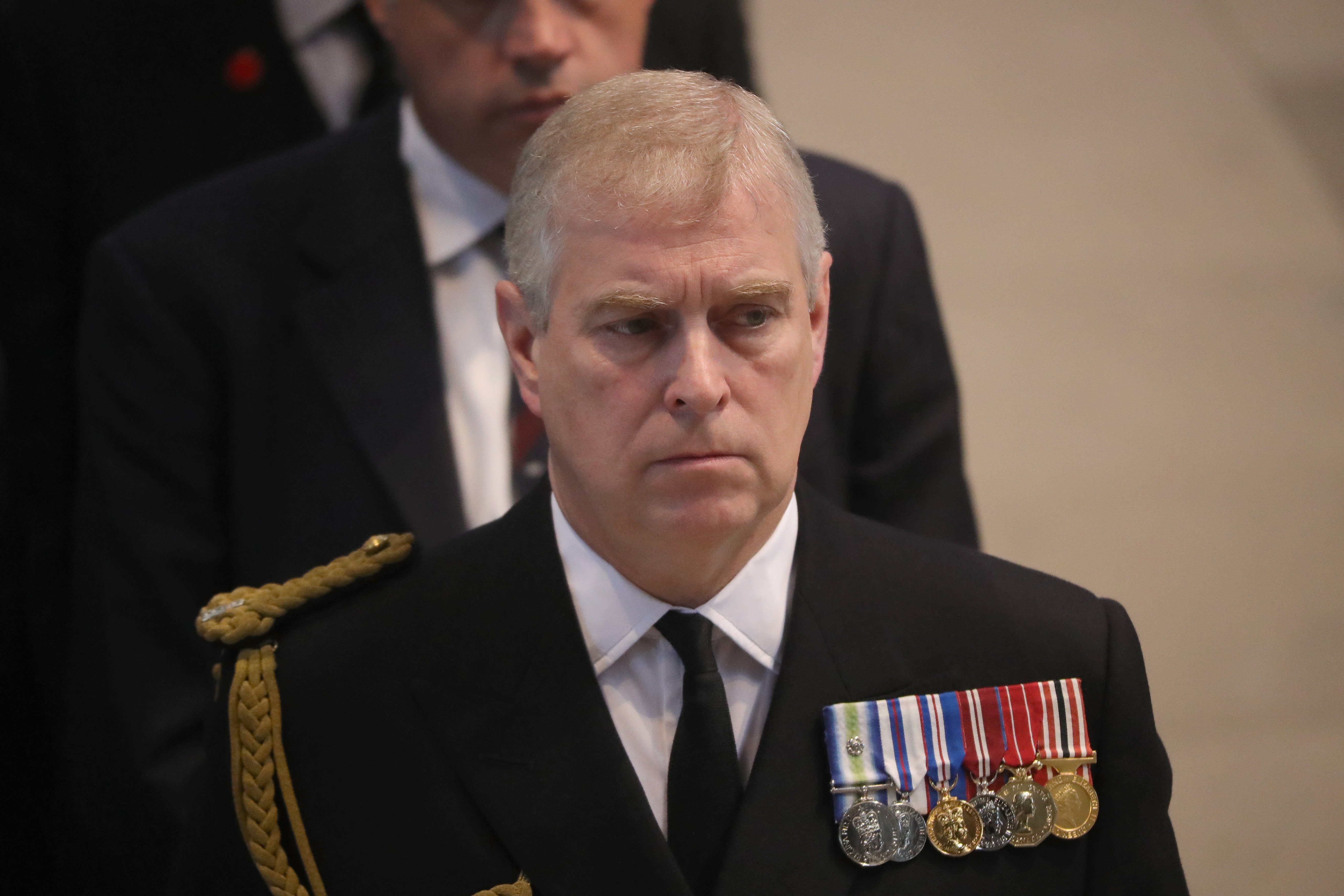  Prince Andrew, Duke of York, attends a commemoration service at Manchester Cathedral marking the 100th anniversary since the start of the Battle of the Somme. July 1, 2016 in Manchester, England. | Source: Getty Images