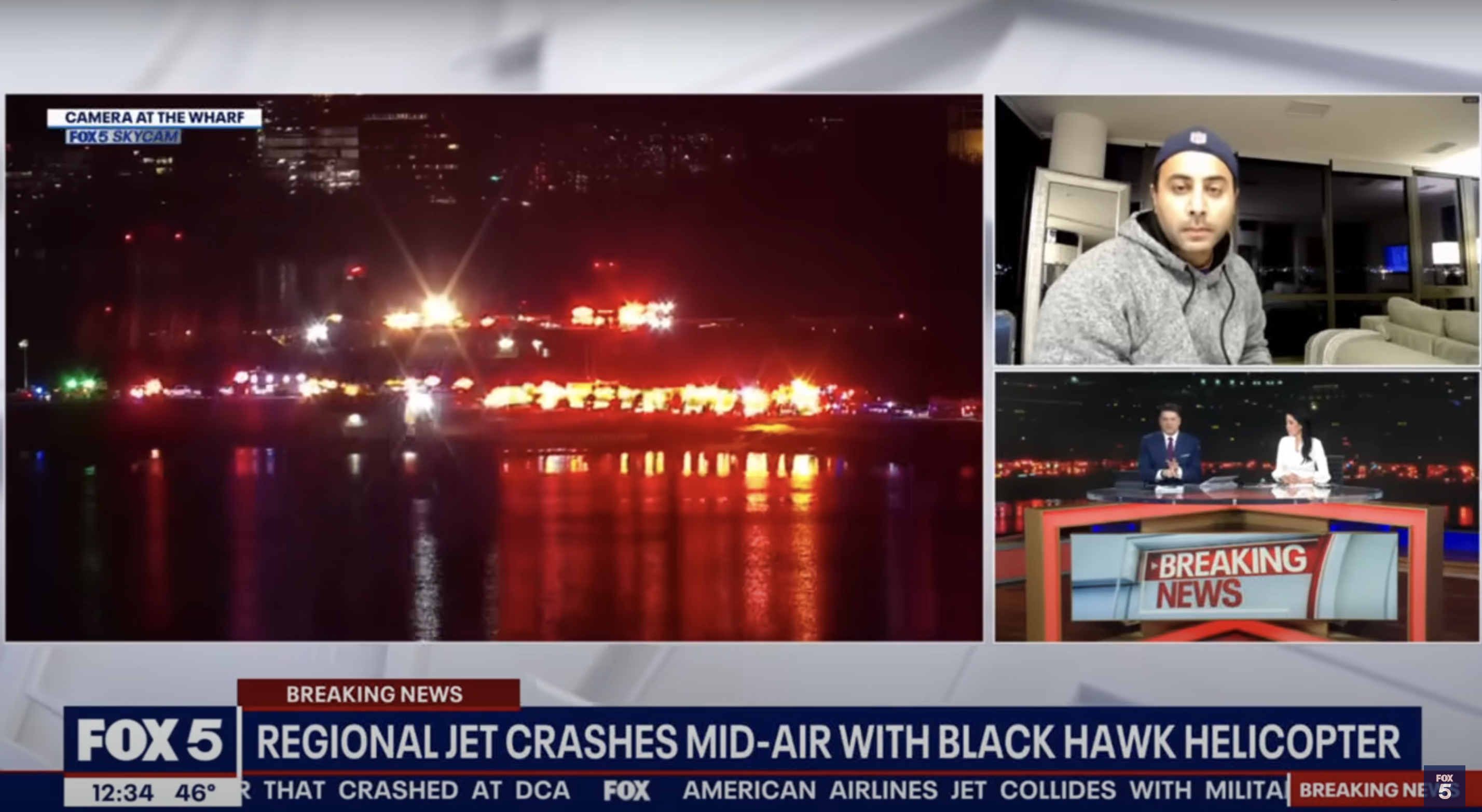 Eyewitness Abadi Ismail shares what he saw in connection to the crash with the Fox 5 news team, posted on January 30, 2025. | Source: YouTube/fox5dc