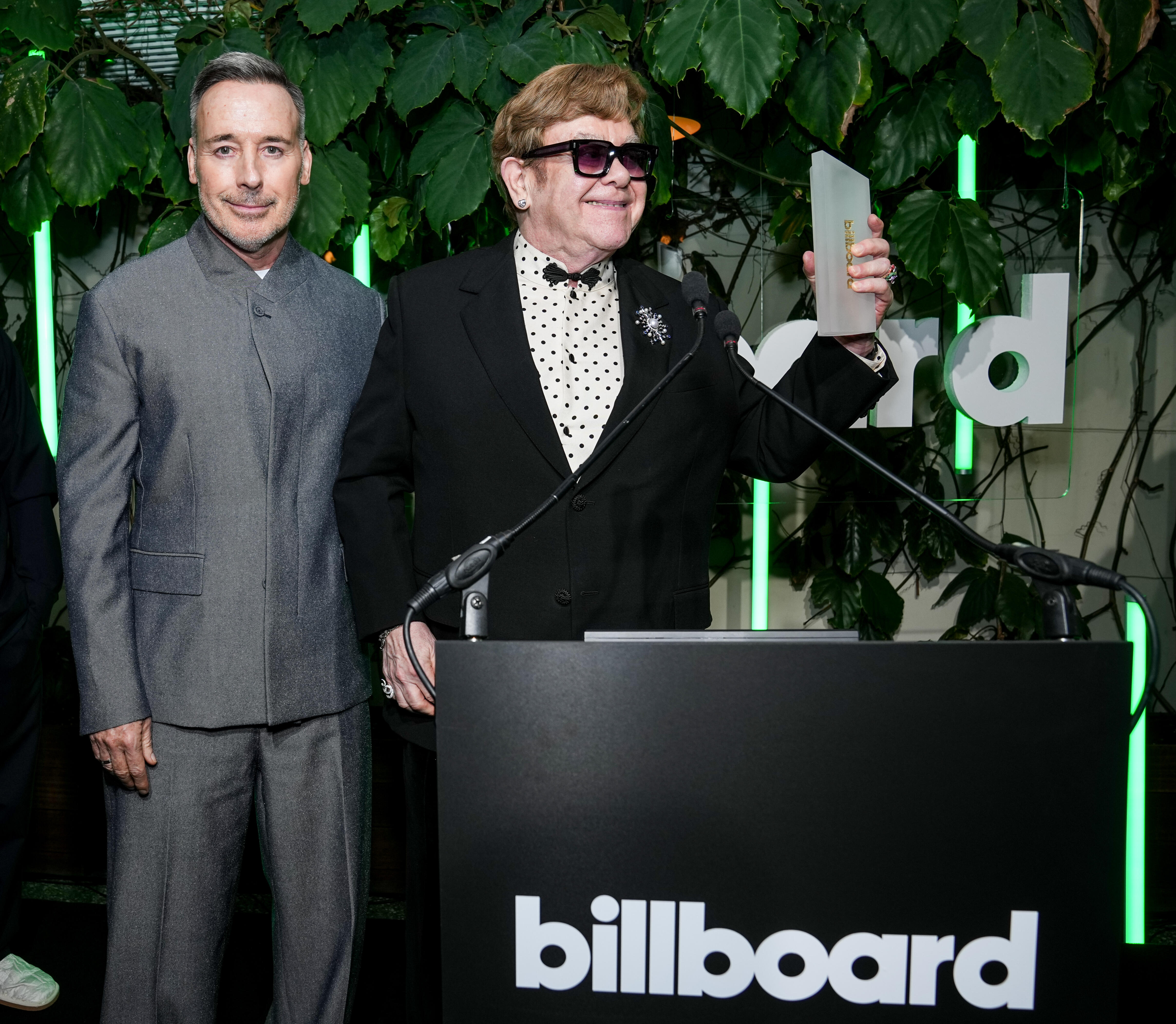 David Furnish and Elton John at the Billboard Global Power Players party held at the Shoreditch House in London, England, on June 4, 2025 | Source: Getty Images
