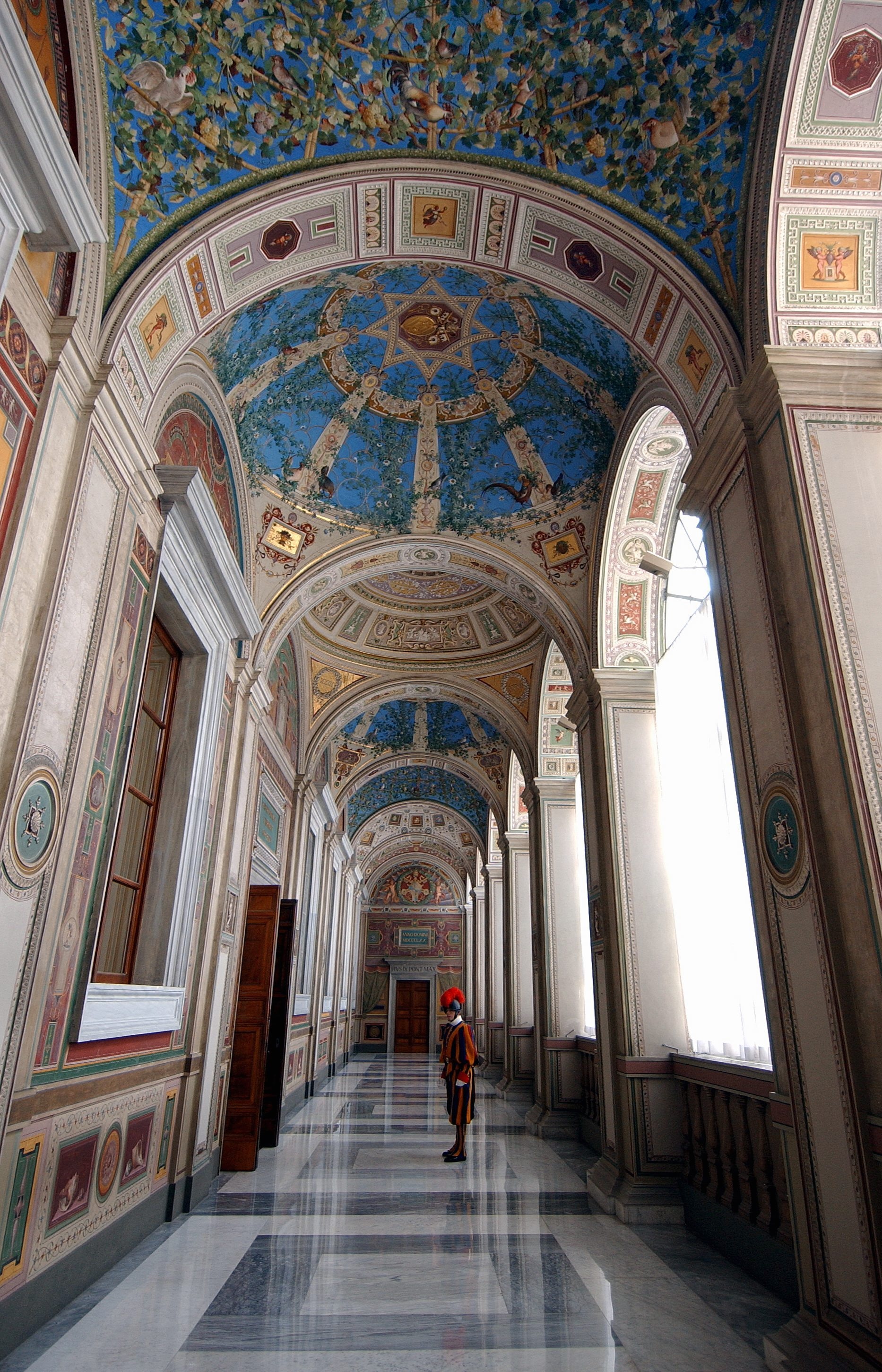 The Apostolic Palace's corridors leading to the Pope's apartments guarded by the Swiss Guards. | Source: Getty Images