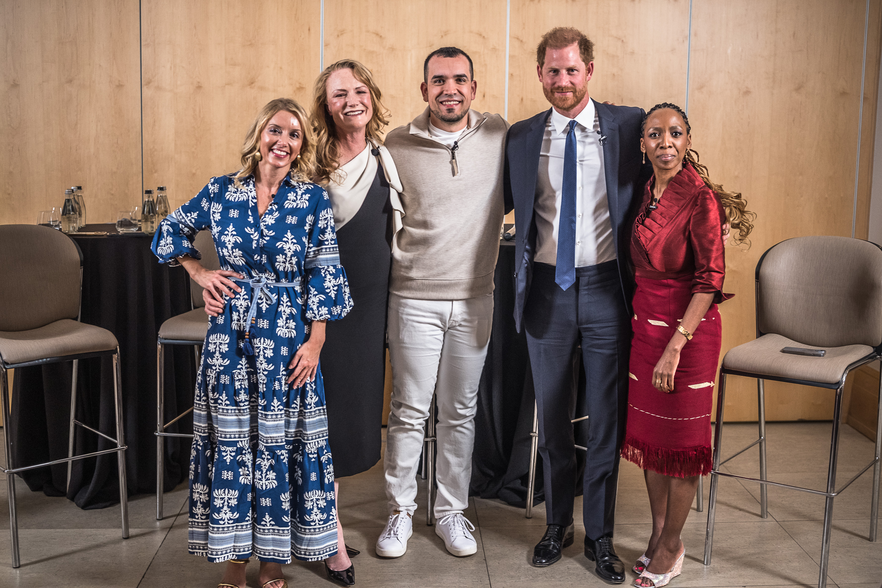 Alix Lebec, Stacey Boyd, Hector Mujica, Prince Harry, and Dr. Sophie Chandauka at The Saxon Hotel in Johannesburg, South Africa, on October 3, 2024 | Source: Getty Images