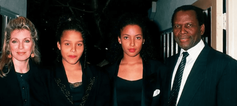 Joanna Shimkus, daughters and Sidney Poitier during 1989 United Negro College Fund Awards in Los Angeles, California, United States. | Source: Getty Images