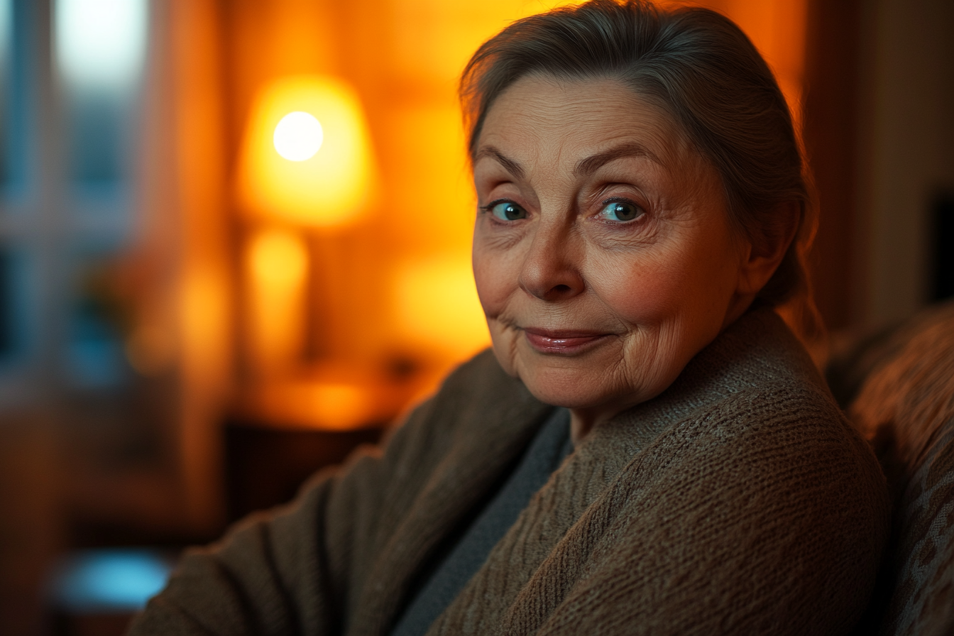 An older woman sitting in her living room | Source: Midjourney