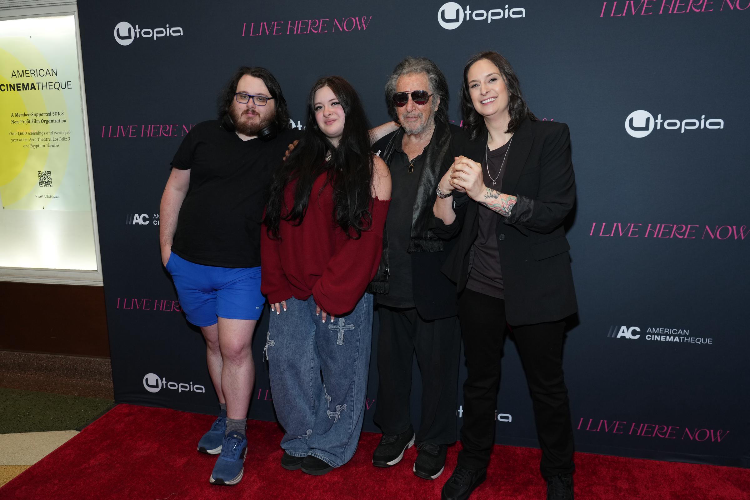 Anton, Olivia, Al and Julie Pacino attend the "I Live Here Now" Los Angeles premiere at the Aero Theatre on March 12, 2026, in Santa Monica, California | Source: Getty Images