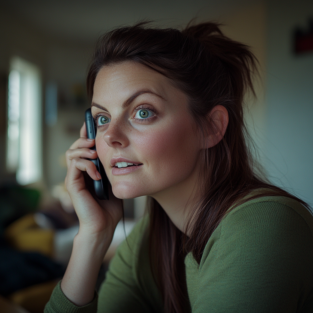 A woman talking on her phone | Source: Midjourney