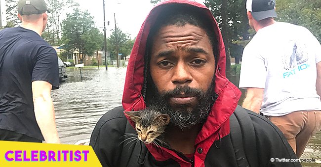 Photo of North Carolina man & his adorable kitten named 'Survivor' goes viral