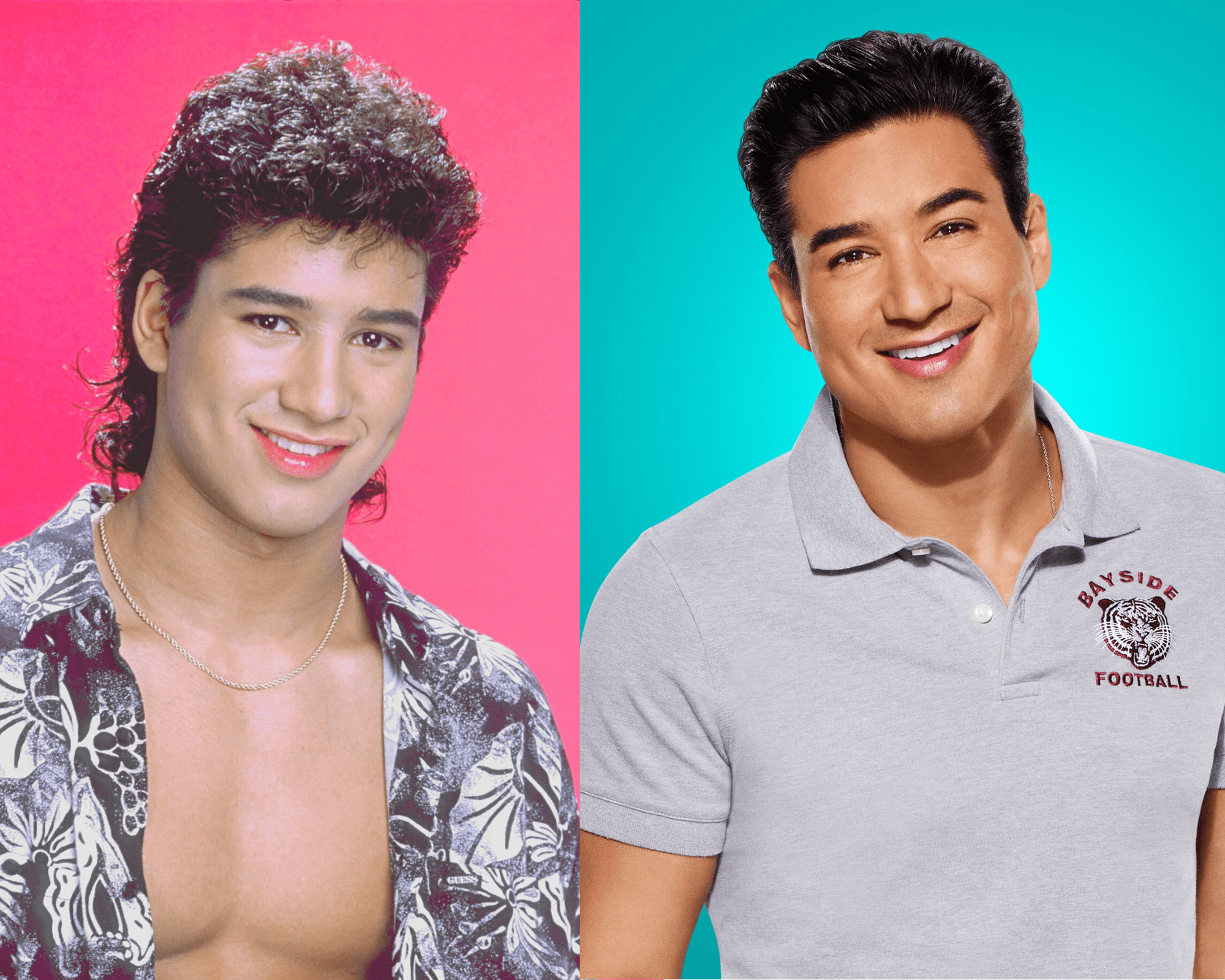 Mario Lopez at Ron Wolfson's Studio on June, 17, 1990 in Studio City, CA | Mario Lopez in the “Saved by the Bell” reboot, 2020 | Source: Getty Images 