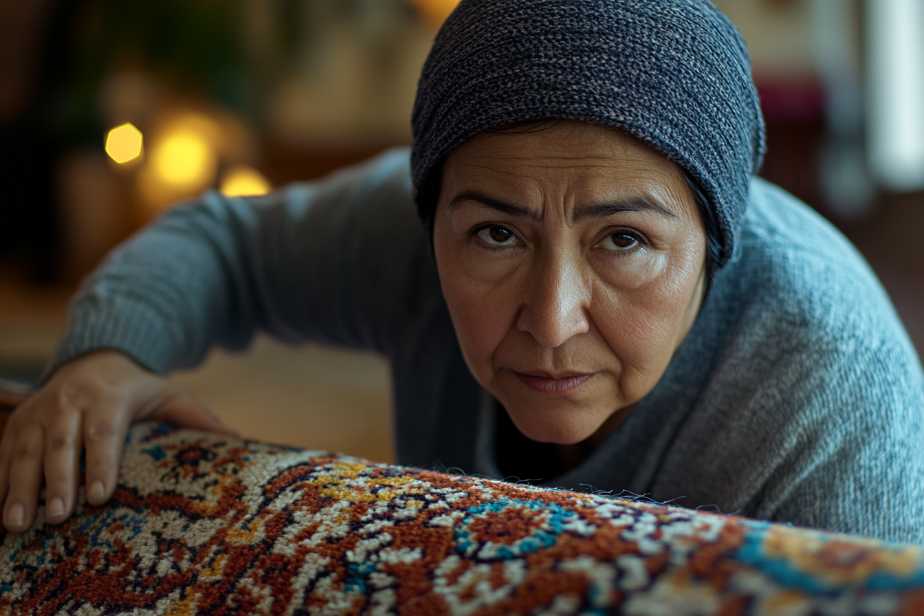 A woman cleaning a carpet | Source: Midjourney