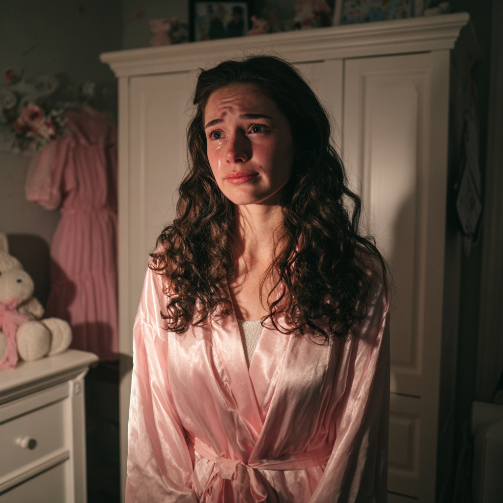 An emotional woman standing in a nursery | Source: Midjourney