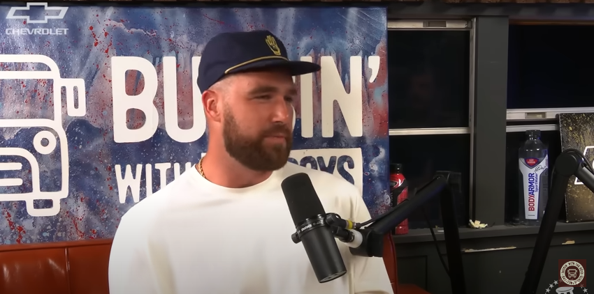 Travis Kelce during an appearance on "Bussin' With The Boys" podcast | Source: YouTube/@BussinWithTheBoys