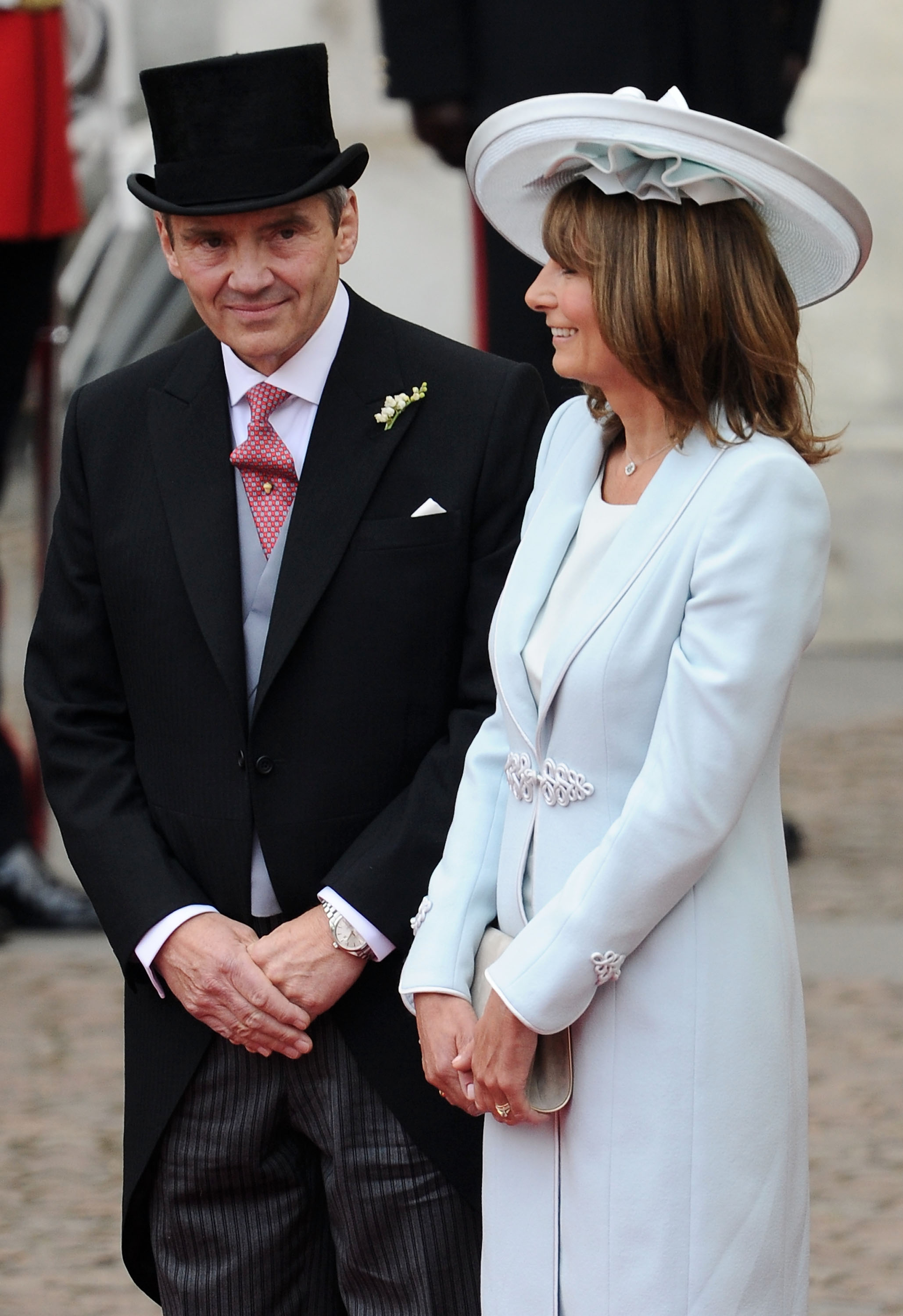Michael Middleton and Carole Middleton exit Westminster Abbey after the Royal Wedding of Prince William to Catherine Middleton in London, England, on April 29, 2011. | Source: Getty Images