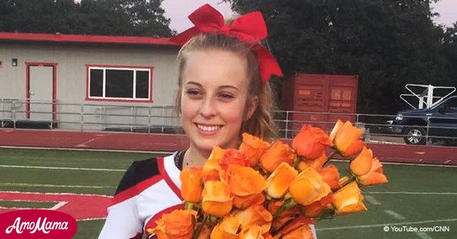 Football team shows support for cheerleader diagnosed with leukemia