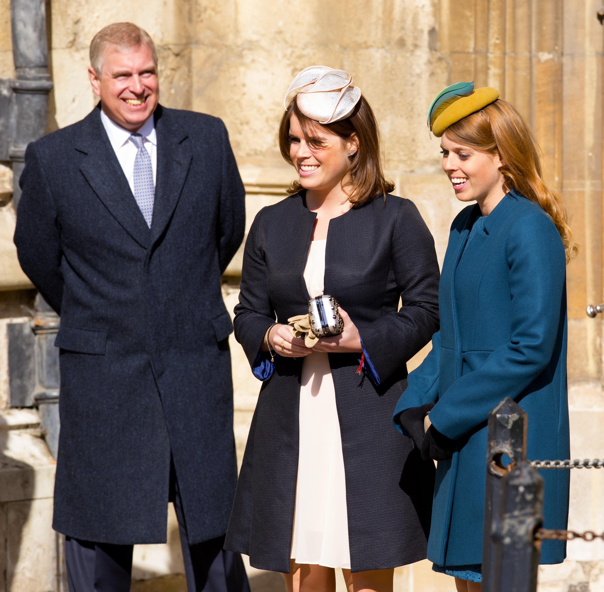 Andrew Mountbatten-Windsor, Princess Eugenie and Princess Beatrice attend the Easter Matins Church Service at St George's Chapel, Windsor Castle on 31 March 2013 in Windsor, England. | Source: Getty Images