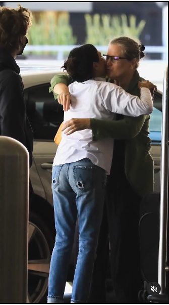 Bridget Fonda hugs an unidentified woman at the Los Angeles International Airport, from an Instagram post, dated August 27, 2024 | Source: Instagram/pagesix/