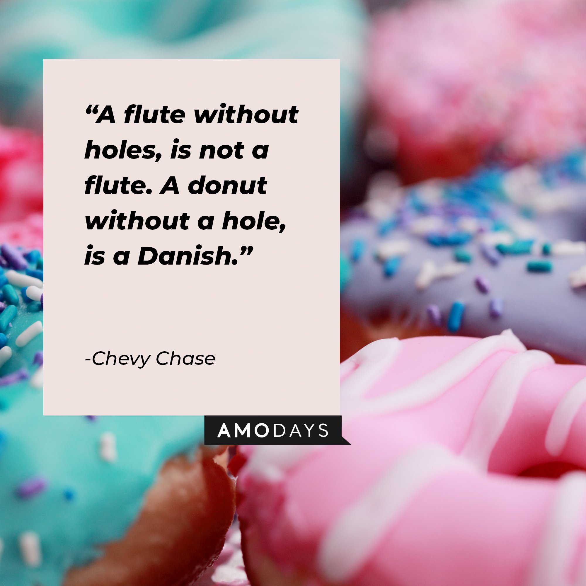 Chevy Chase's quote: "A flute without holes, is not a flute. A donut without a hole, is a Danish." | Image: AmoDays