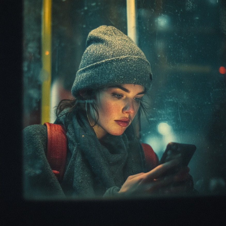 A woman texting | Source: Midjourney