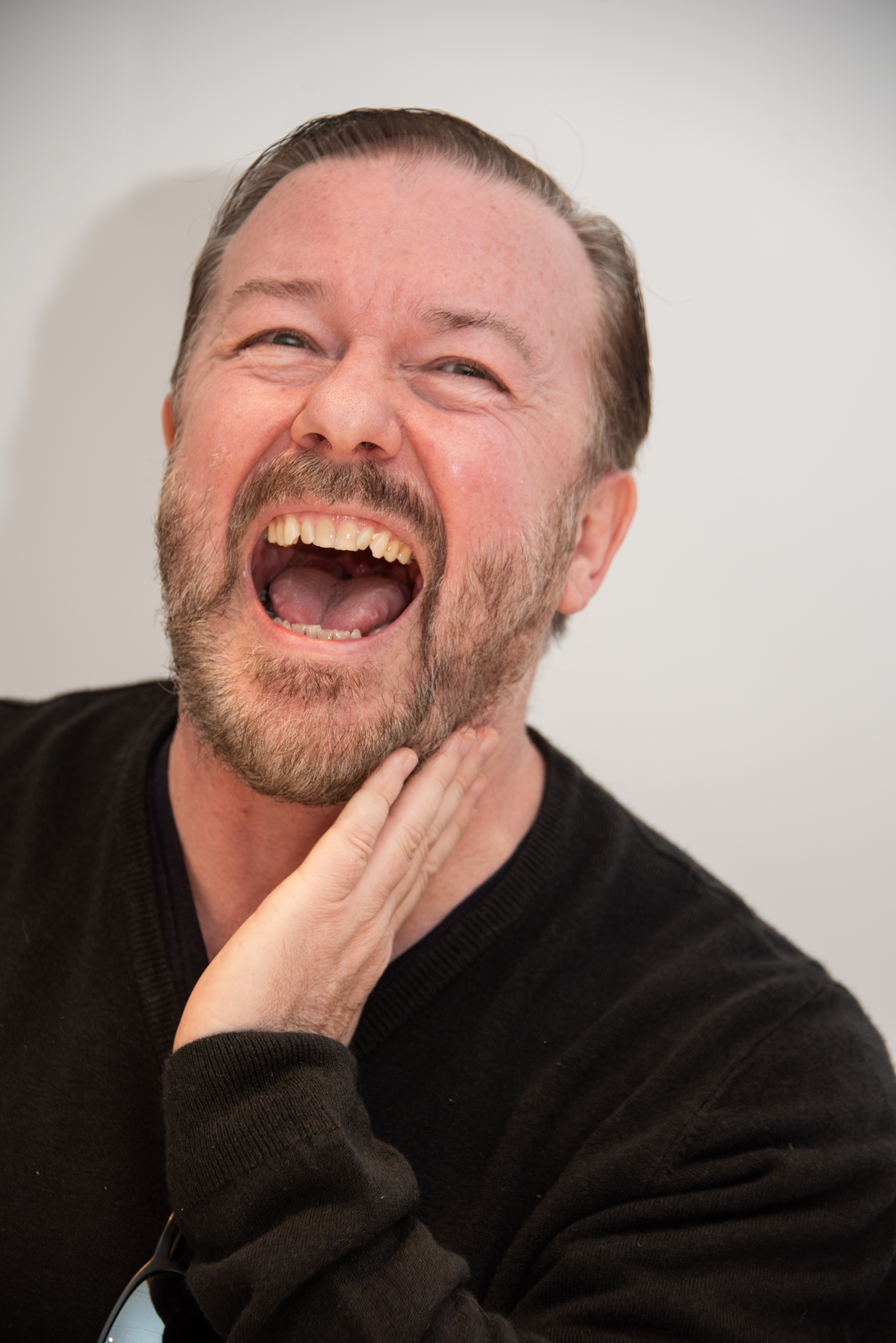 Ricky Gervais at the "After Life" Press Conference at The One Aldwych on March 1, 2020, in London, England. | Source: Getty Images