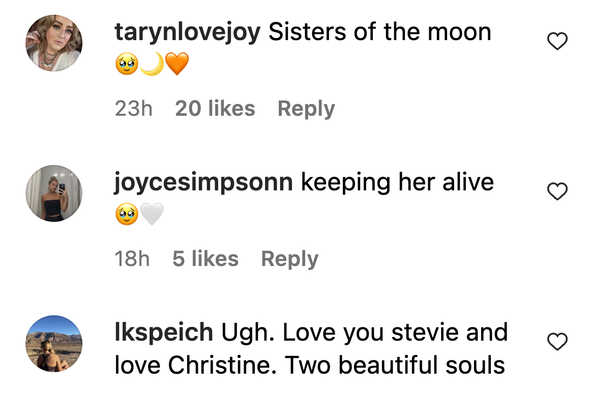 Comments on Stevie Nicks' post | Source: Instagram/stevienicks