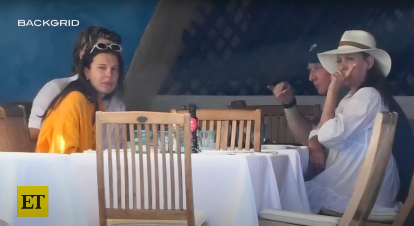 Jake Bongiovi, Millie Bobby Brown, Dorothea Hurley and Jon Bon Jovi having a meal together, posted on June 29, 2024 | Source: YouTube/Entertainment Tonight