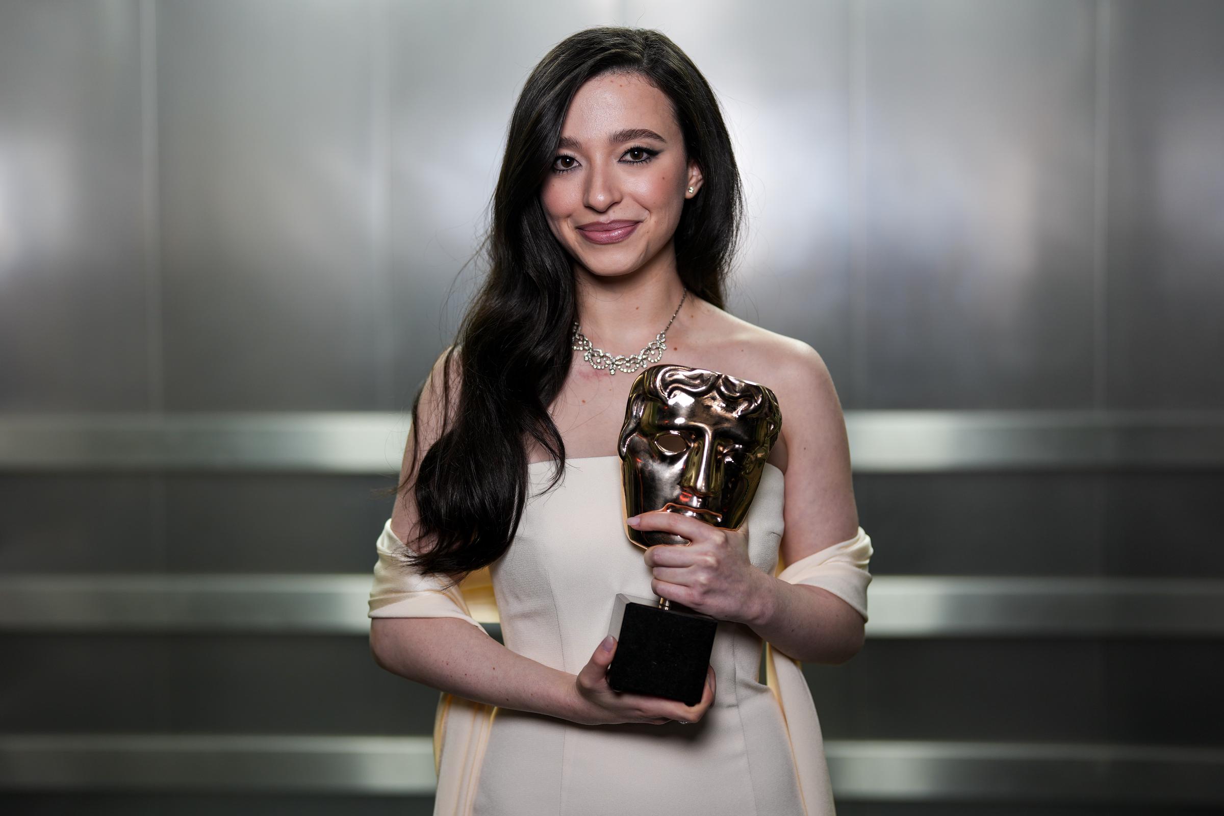 Mikey Madison poses backstage at the EE BAFTA Film Awards on February 16, 2025, in London, England. | Source: Getty Images