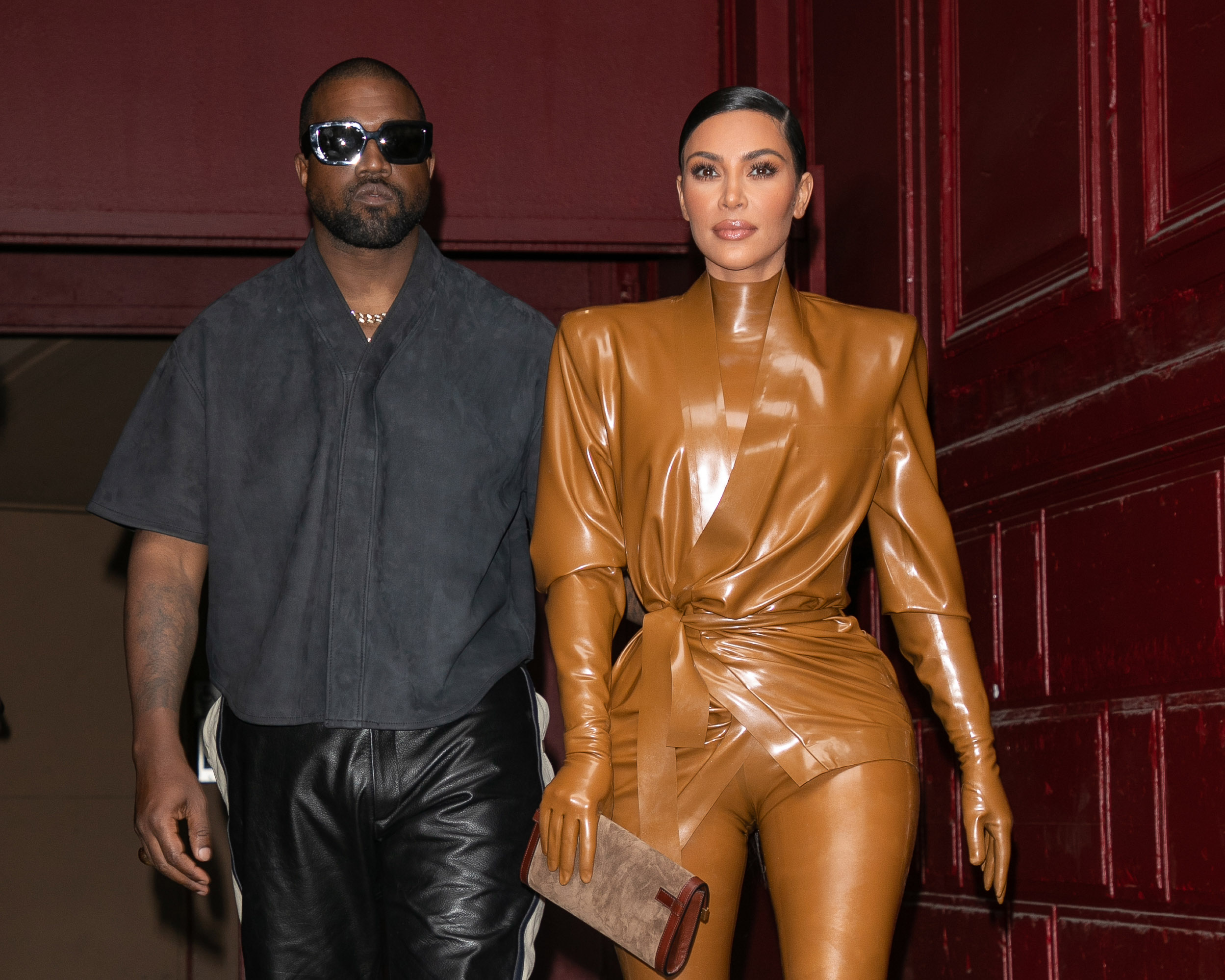 Kim Kardashian West and Kanye West leave Sunday Service during Paris Fashion Week on March 1, 2020 | Source: Getty Images