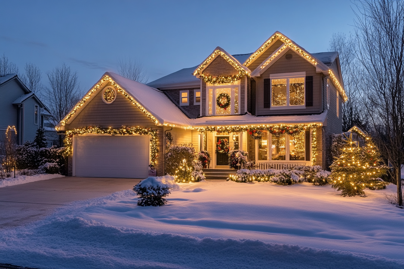 A house decorated for Christmas | Source: Midjourney