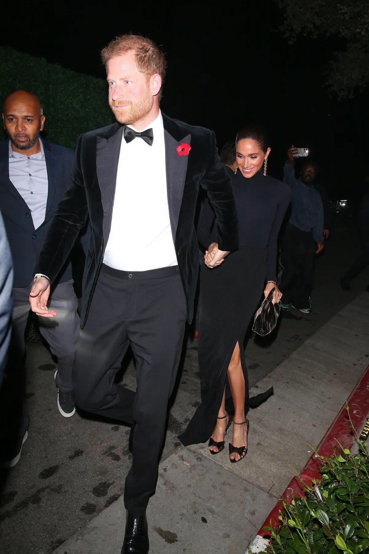 Prince Harry and Meghan Markle are pictured arriving at Kris Jenner's 70th birthday party on 8 November 2025 in Beverly Hills, California. | Source: X/unreMARKLEble