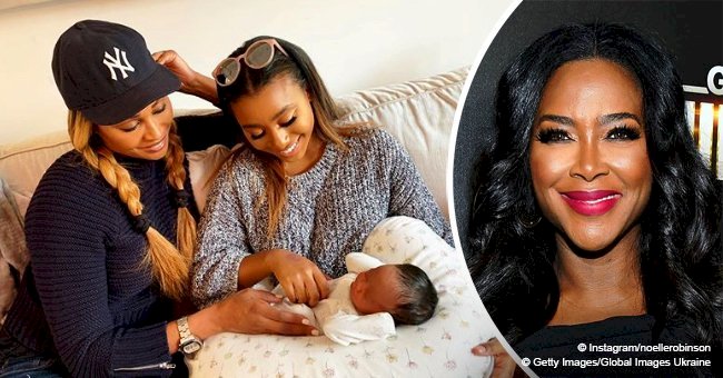 Cynthia Bailey is all smiles in picture during visit with Kenya Moore and her 1-month-old daughter 