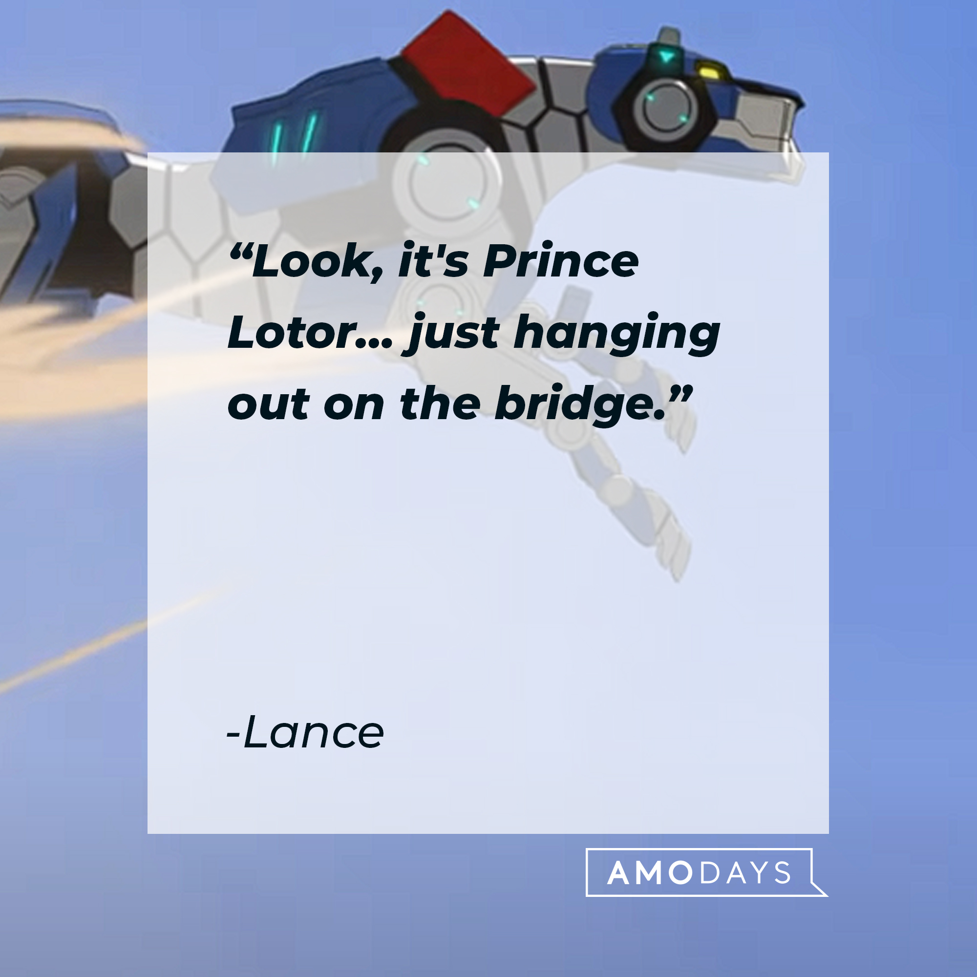 Lance's quote: "Look, it's Prince Lotor… just hanging out on the bridge." | Source: youtube.com/netflixafterschool