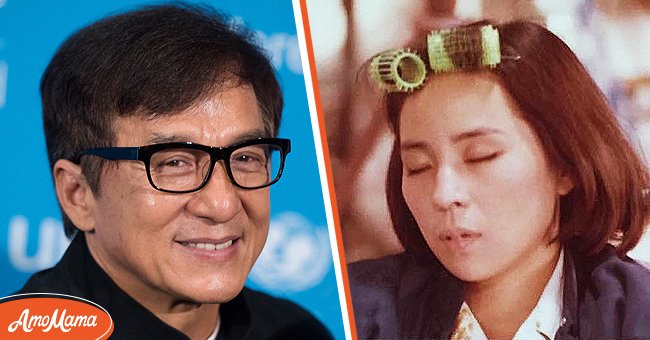 [Left] Jackie Chan attends UNICEF's 70th anniversary event at United Nations Headquarter; [Right] Movie star, Jackie Chan's wife, Joan Lin. | Source: Getty Images, Instagram/jaycee_chan 