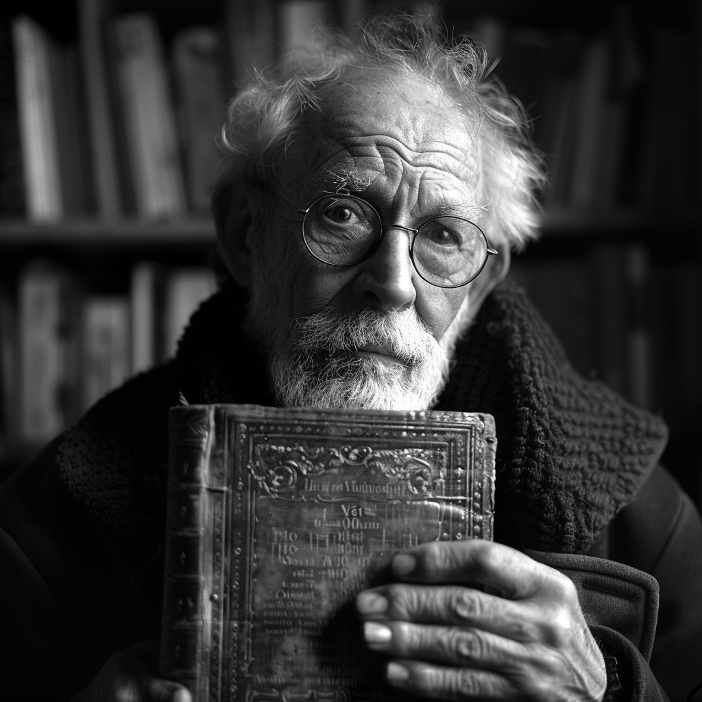 Old man holding a book | Source: Midjourney