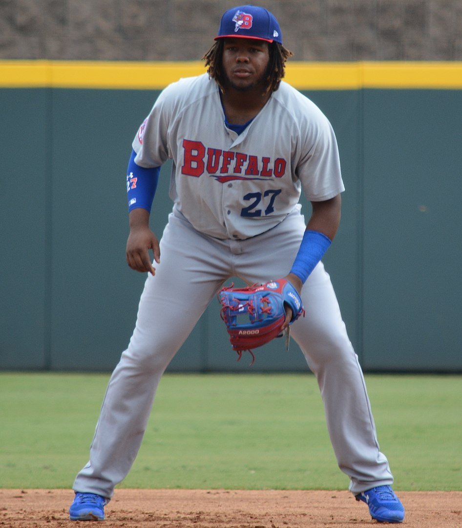 Vladimir Guerrero Jr. playing third base for the Buffalo Bisons during a 2018 game at Coolray Field in Gwinnett, Georgia. | Photo: Wikimedia Commons Images