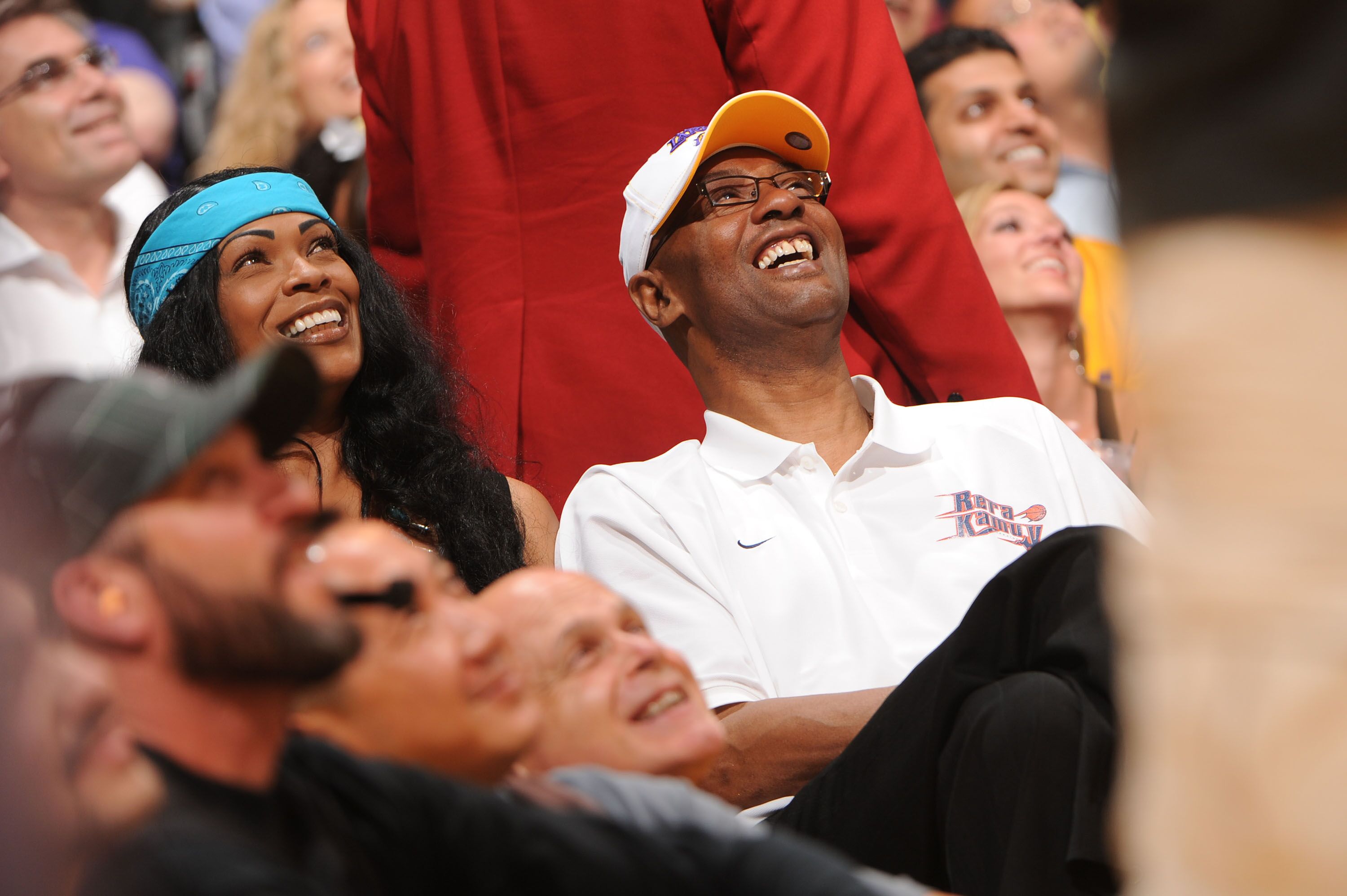 Pam and Joe Bryant, parents of Kobe Bryant #24 of the Los Angeles Lakers, attend a game between the Oklahoma City Thunder and the Los Angeles Lakers in Game Five of the Western Conference Quarterfinals. | Source: Getty Images