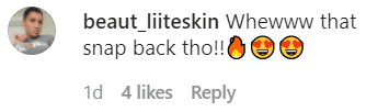 A fan's comment on Fantasia's photo flaunting her snap-back figure. | Photo: Instagram/tasiasword