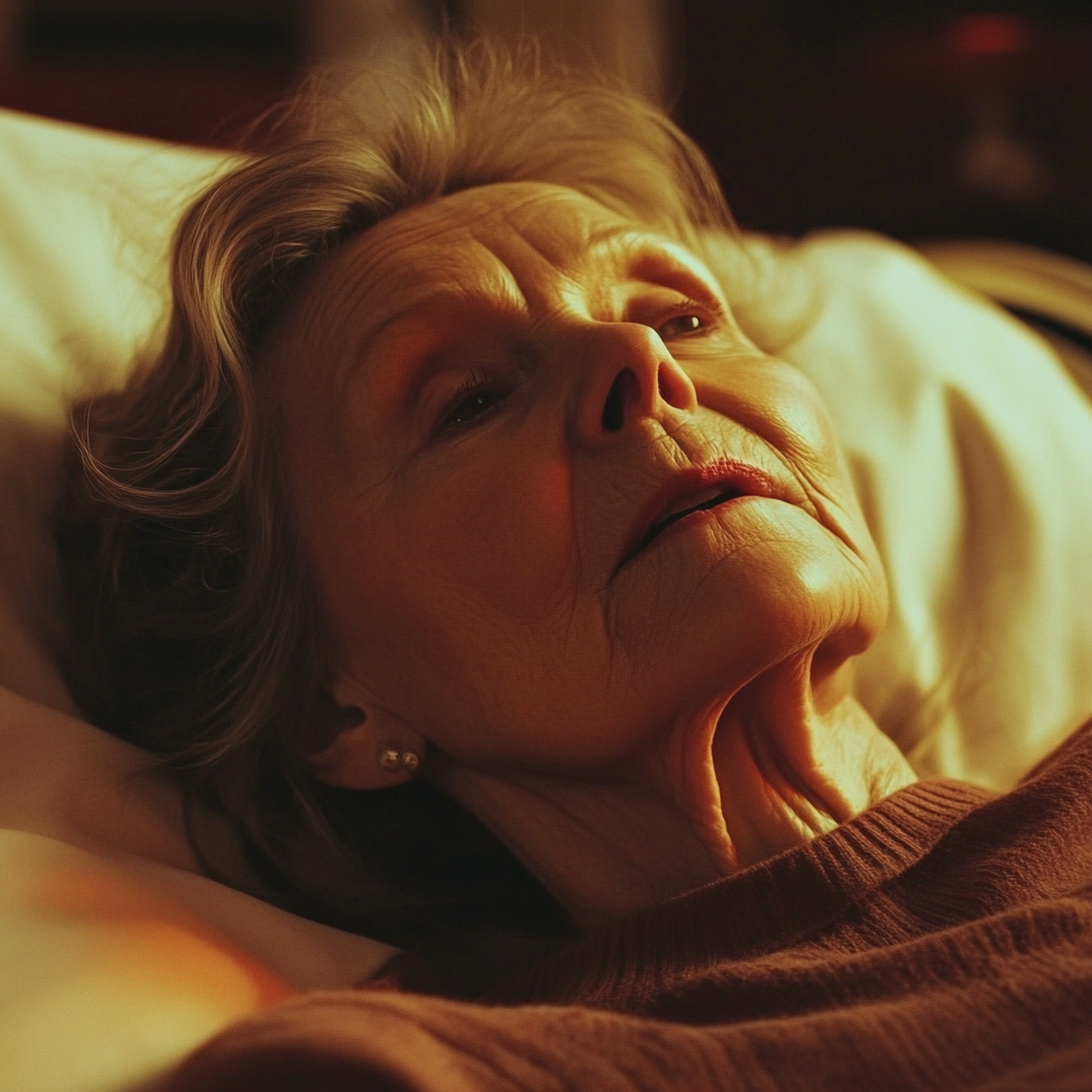 An older woman lying in the hospital  bed | Source: Midjourney