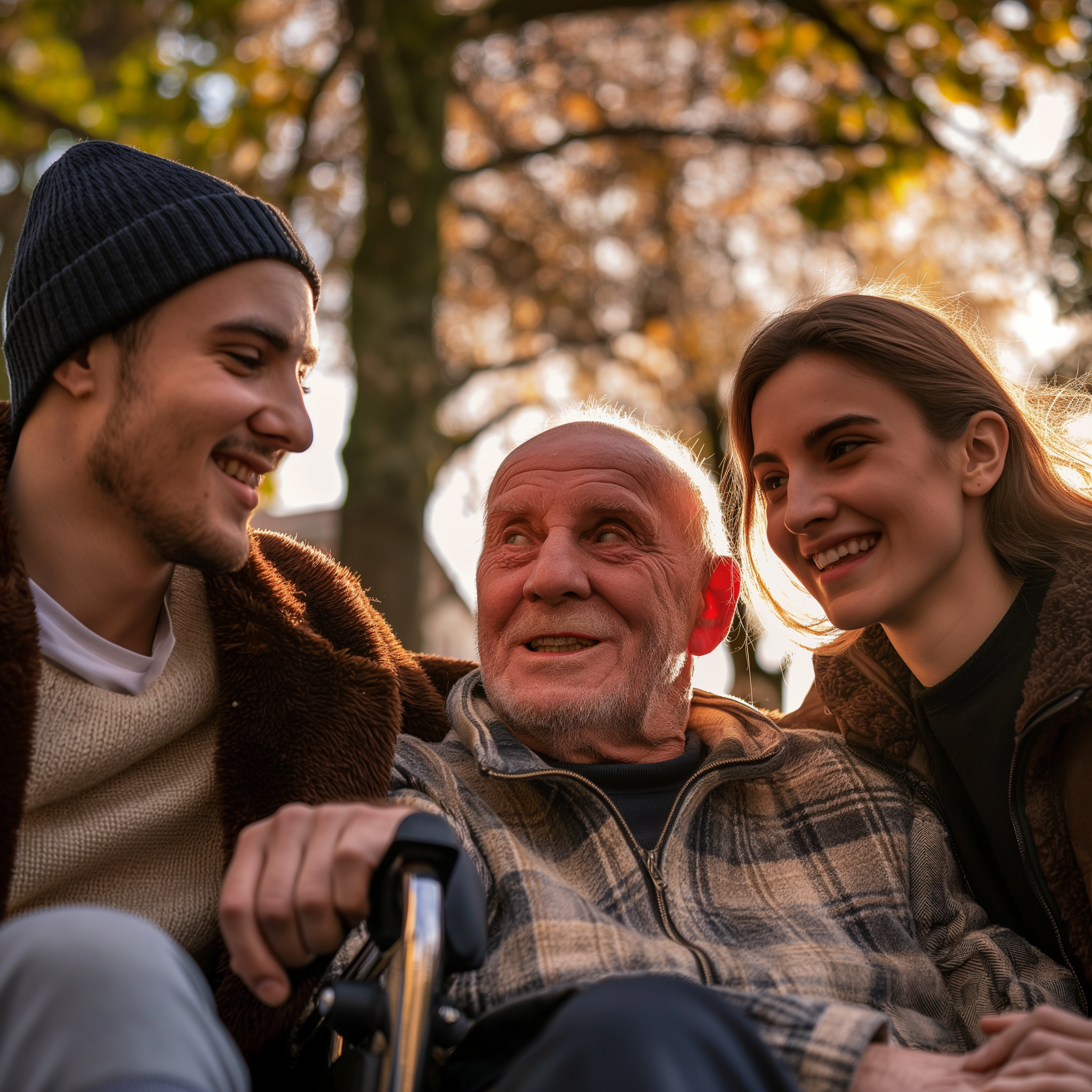 A couple spending time with their elderly grandfather | Source: Midjourney