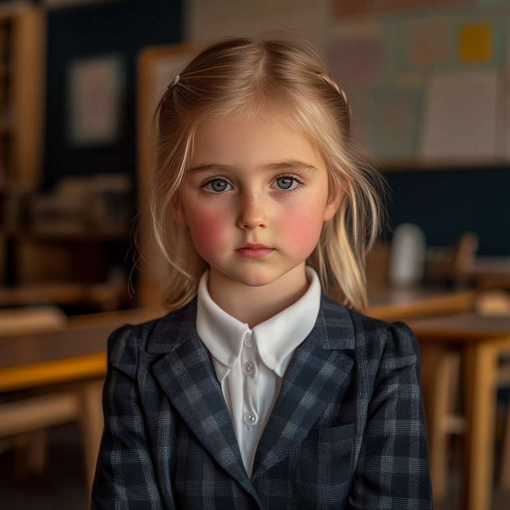 A little girl in a classroom | Source: Midjourney