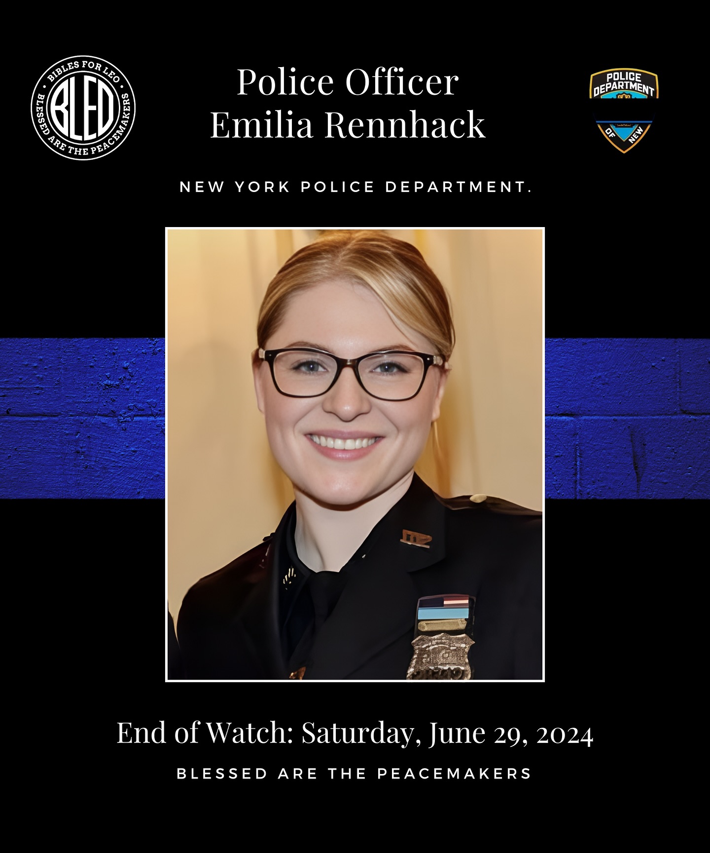 Officer Emilia Rennhack | Source: Facebook / Bibles for Law Enforcement Officers