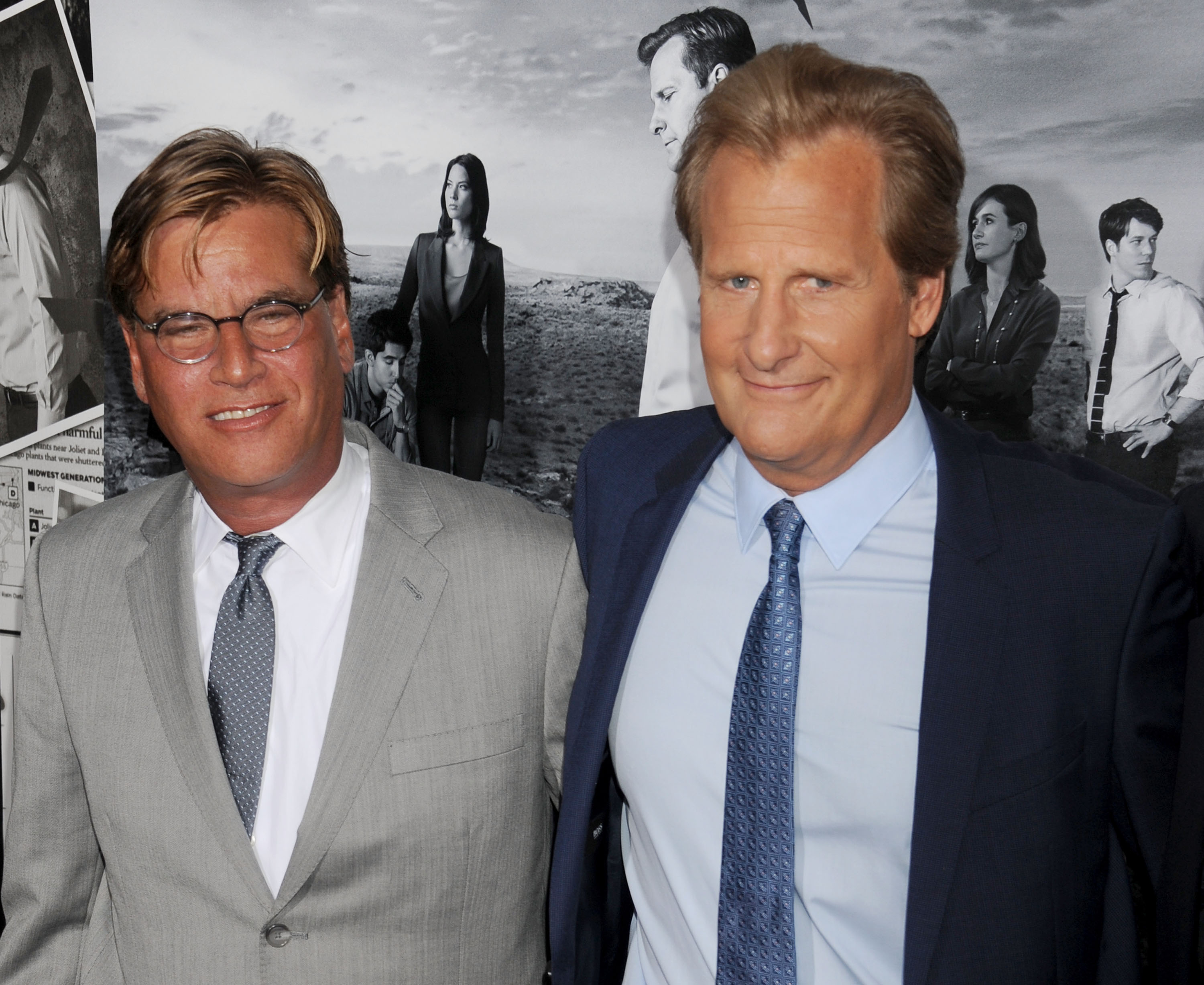 Aaron Sorkin and Jeff Daniels at the Los Angeles season 2 premiere of "The Newsroom" on July 10, 2013, in Hollywood, California. | Source: Gregg DeGuire/WireImage/Getty Images